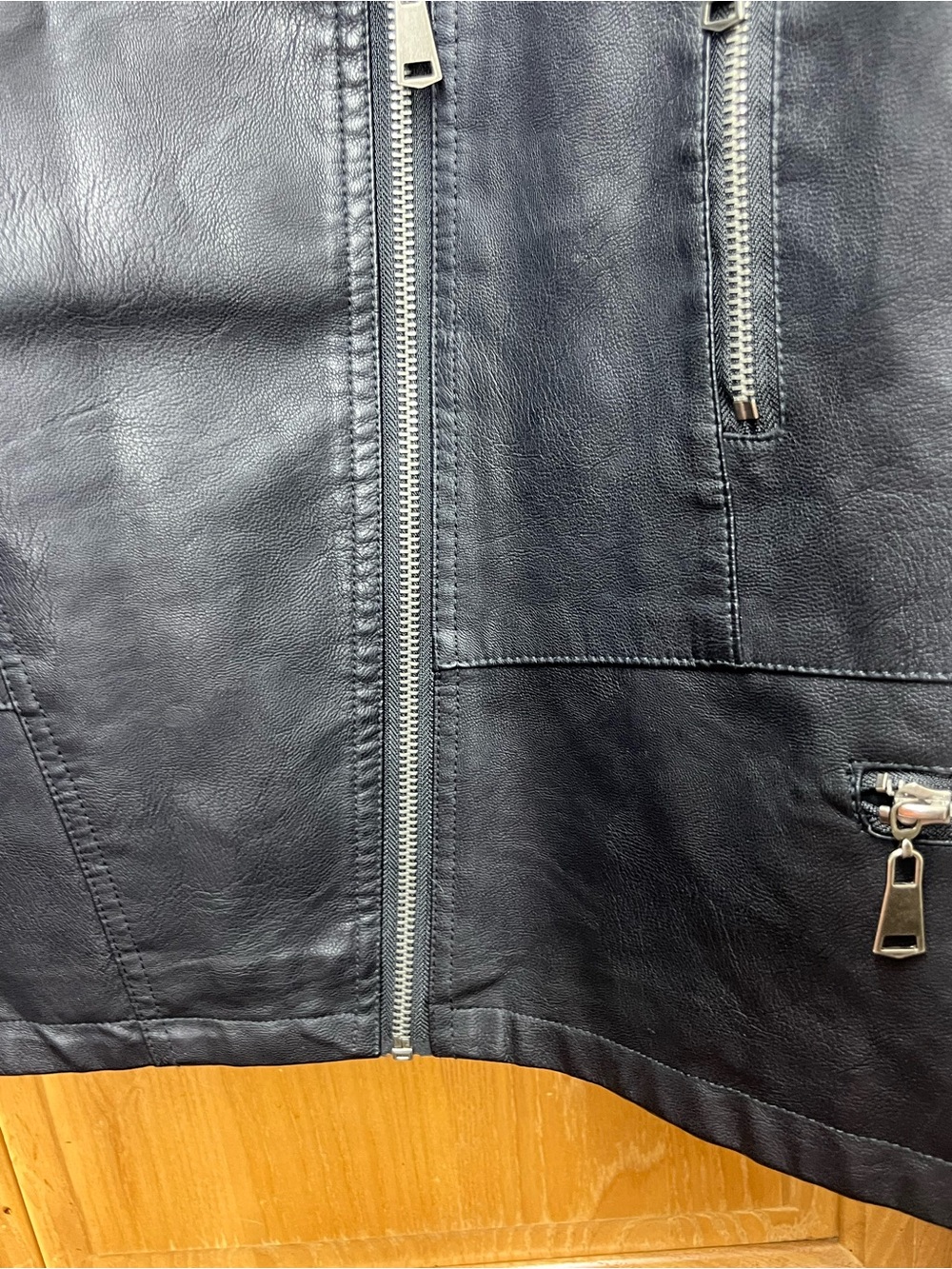 Olivia Miller Black Faux Leather Quilted Shoulder Moto Jacket 3X - Picture 7 of 16